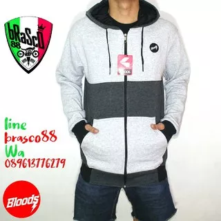 jaket bloods - sweater bloods cowo - jaket premium- jaket bloods white gray - jaket hoody