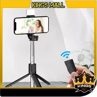 KINGS - 5533 Tripod Bluetooth Selfie Stick LED / Tripod Lampu LED / Tongsis Tripod LED Bluetooth 4 In 1 Dengan Remote Control