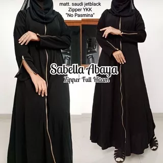 Abaya hitam Ziper Bahan Jetblack Saudi Original Kain Adem Dan Tidak Terawang