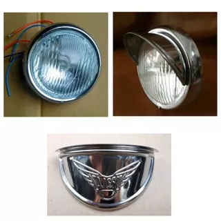 Lampu depan Reflektor depan only Honda c70 c50 custom ukuran 4inch set topi lampu bagus import