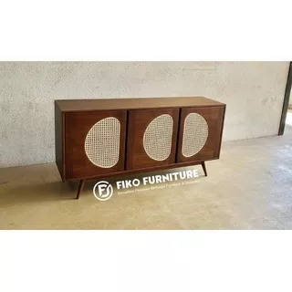 Bufet TV Minimalis Modern Rattan Jati Jepara