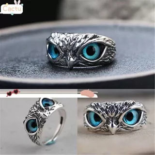 CACTU Lovers Statement Ring Gift Vintage Ring Owl Eye Mother`s Day Demon Jewelry Retro Animal Style Open Adjustable/Multicolor