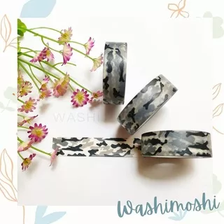 Washimoshi Masking Washi Tape Black Army Design (10 meter)