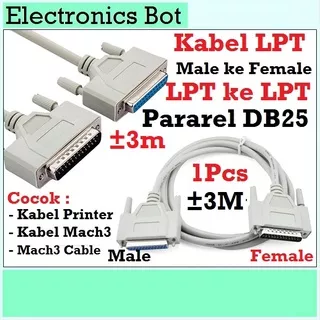 [EBS] Kabel Data Printer Pararel Mach3 LPT DB25 Male Female 3 meter 3m Breakout CNC Konektor Cable