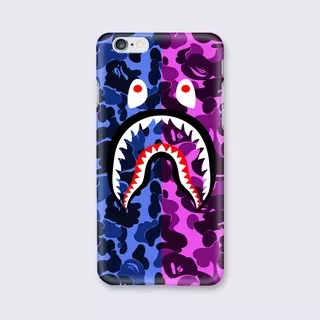 Hard Case Custom 3D fullPrint Bape A bathing Ape Shark Teeth Camo Blue Pink untuk iPhone