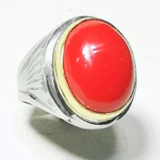 NATURAL RED MARJAN CORAL RING STAINLESSTELL TANAM