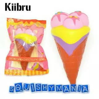 Squishy Kiibru Super Jumbo 3 Scoop Ice Cream Cone  Scented Slow Rising Soft Original Package