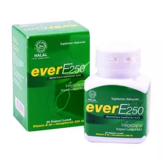 Ever E 250 Vitamin E isi 30 kapsul. Untuk kesehatan kulit