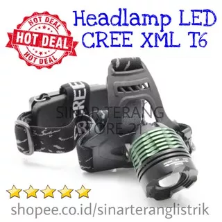 Headlamp SUPER TERANG LED CREE XML T6 Senter Kepala Taktikal 2x18650 Outdoor