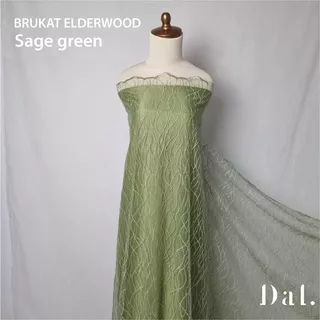 1/2 meter kain brokat tile prancis bahan brukat kebaya premium motif elder wood line akar bunga garis salur line kembang warna sage green hijau muda tua soft perancis bagus murah kualitas super gamis dress gaun pesta hijab seragam