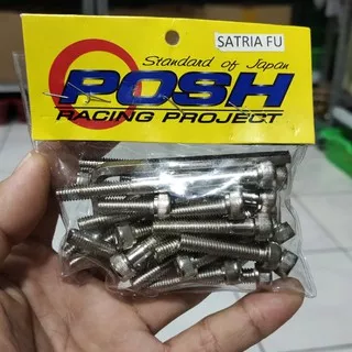 Baut blok mesin satria Fu chrome posh 1 set isi 24 pcs+kunci L