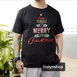 LITTLE CHRISTMAS BIG SIZE BLACK XL | MERRY BAJU KAOS NATAL HITAM