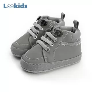 Sepatu Prewalker Bayi Laki Laki Perempuan Umur 0 - 12 Bulan Sepatu Prewalker Bayi Sepatu Sneakers Anak Bayi Laki Laki Perempuan Sepatu Boot Anak Bayi Laki Laki Perempuan Murah Baby Prewaker Shoes Umur 0 - 14 Bulan, umur 1 Tahun Lookids Abu LK01