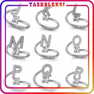 ?TK? A018 Cincin OPENING Cincin Adjustable Motif Huruf Alfabet N-Z Inggris untuk Wanita Import