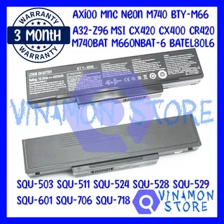 Original New Battery Baterai Laptop Notebook AXIOO Neon Mnc M740 BTY-M66 M740BAT Axioo Neon GL31 MNC TVW NVG ZETTA TEC BTY-M65 BTY-M66 BTY-M67 BTY-M68 SQU-503 BenQ Asus Z94 Z96 Z94L Z96 / MSI CX420 CX400 CR420 CR400 PR600 M770 Asus A9 F2/3 M51 S62 S96 Z9