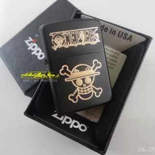 Korek zippo custom ukir cetak zippo  one piece luffy anime atau bisa desain bebas black matte