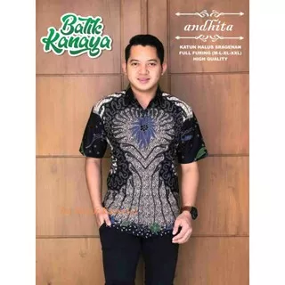 Original Batik Kanaya - ANDHITA baju batik pria lengan pendek Full Furing Bahan Katun Sragenan by Kanaya