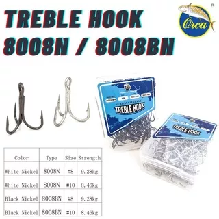 Treble Hook Mata Kail Pancing Orca isi 100 Warna Hitam dan Putih TERBAIK