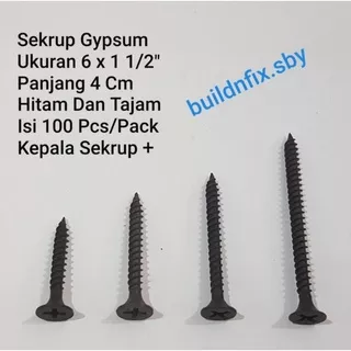 (100 Pcs) Sekrup Gypsum 6 x 1 1/2 (4 Cm) / Drywall Screw
