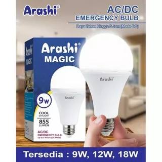Lampu Bohlam Emergency LED ARASHI MAGIC 9W 12W 18W, 9 Watt 12 Watt 18 Watt