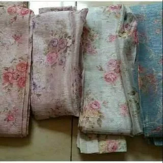 Gorden Vitrase Shabby Chic/Puring Daleman import warna pink ungu hijau biru