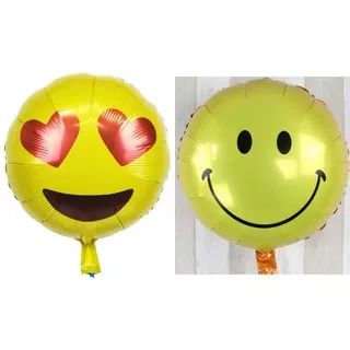 balon foil emoticon smile heart love hati cinta line tersenyum balloon happy birthday kuning hbd