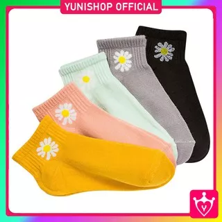 Kaos Kaki Ankle Motif Bunga Aster Cute / Kaos Kaki Import Korea Panjang Semata Kaki / TV-13