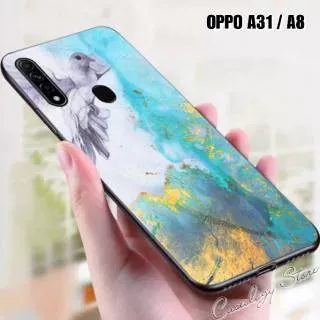 OPPO A31 A8 2020 PREMIUM HARD CASE MARBLE GLASS CASE OPPO A31 CASING OPPO A31 OPPO A8 2020
