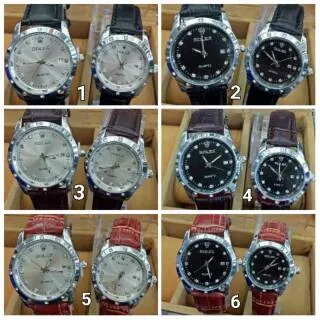 jam tangan Rolex tali kulit couple fashion cowo/cewe