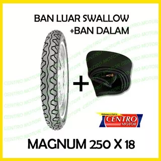 BAN SWALLOW MAGNUM 250X18.PAKET BAN LUAR+DALAM 250-18.COCOK UNTUK MEGAPRO,TIGER. BAN KECIL RING 18