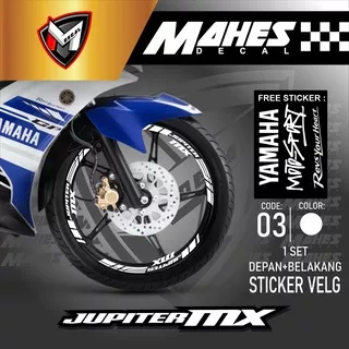 Mahes Decal - Aksesoris Stiker Cutting Sticker List Velg Motor Yamaha Jupiter MX 135 Old New Lis Pelek Velk Variasi Set Depan Belakang CVMD JUP.MX 03