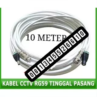 Kabel Kamera Cctv 10M Kabel Coaxial Rg59+Power Komplit