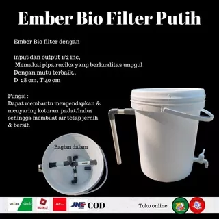 FILTER EMBER BIO FILTER KOLAM ikan koi tanpa media filter UK 25L-putih