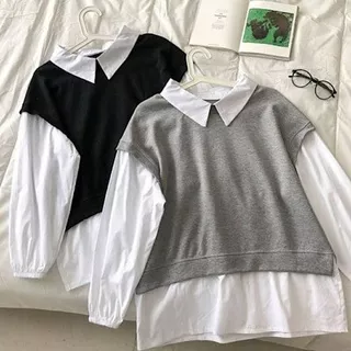 (BISA COD) Blouse Kemeja bluse Wanita Korean style lengan Panjang muslim remaja kekinian kerja kantor premium import atasan pakaian Wanita import terbaru polos viral tiktok murah katun korea casual Muslimah putih kancing fashion formal VEGA BLOUSE