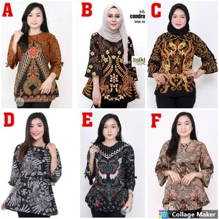 BLOUSE BATIK WANITA MANGGAR ABU TOPLES CENDRAWASIH LENGAN TEROMPET BLUS BATIK SERAGAM PESTA TERBARU