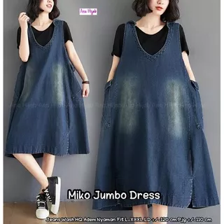 [BISA COD] NEW MIKO DRESS JUMBO LD -+120cm MATT JEANS WASH PREMIUM OVERALL JEANS JUMBO MURAH ORIGINAL