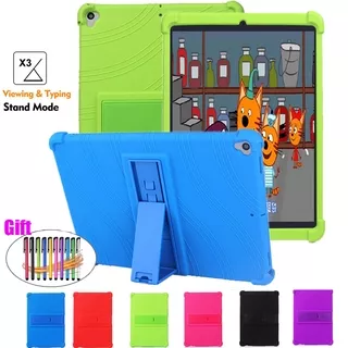 For Apple iPad Air 2 Air 1 9.7 2018 2017 iPad 5th 6th Generation Shockproof Kids Safe Adjustable Stand Case Soft Silicone Solid Color Tablet Cover Shell