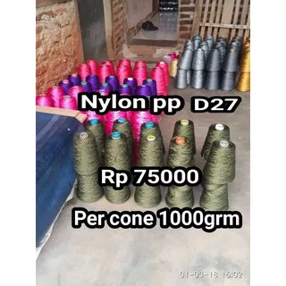 Benang rajut nilon pp d27 cone 1035gram. 34 warna konsisten