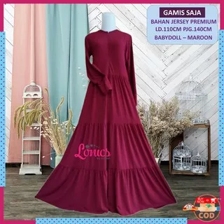 Baju Gamis wanita Gamis Syari Polos Premium - Dress gamis muslim susun terbaru  Babydoll 03 - COD