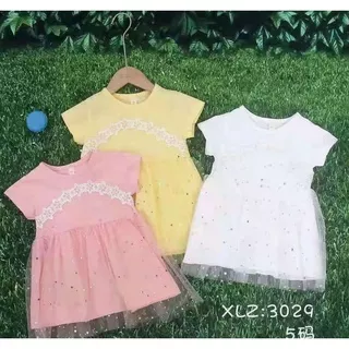 Dress baby cewek cute dress letter flower blink tutu import uk 6bln-2thn (kuning,putih,pink)