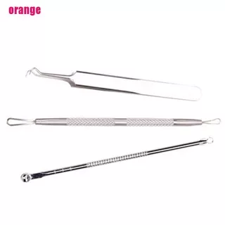 {orange}3Pcs Stainless Steel Facial Acne Spot Pimple Remover Extractor Tool Cleansers