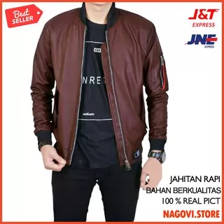 Jaket kulit pria Jaket Pria Semi Kulit Premium Bahan Karlit (Semi kulit) mix dakron BROWN New C4L7