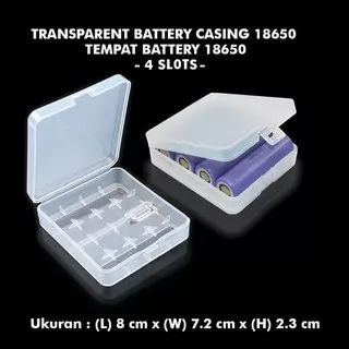 Kotak Tempat Baterai/ Battery Box Case 4 Slots 18650 Transparent isi 4