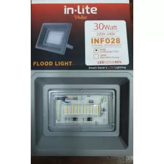 Lampu LED Outdoor Light / Lampu Sorot LED 30 watt Putih & Kuning Tipe INFO28 merk In-Lite