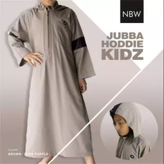 Baju Gamis Jubah Muslim Anak Hoodie Kupluk Keren by Nbw Nabawi Coklat Biru