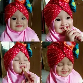 hijab anak/hijab baby/turban kombinasi polka/hijab anak terlucu