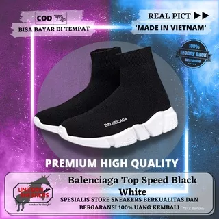 Sepatu Balenciaga Top Speed Trainer Black White Sneakers Pria Wanita Sneaker Import Premium Original