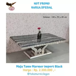 Meja Tamu Marmer Import Black (free ongkir cilegon serang)