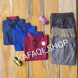 terlaris baju laki laki setelan hem kemeja clana cinos set flanel toyobo kurta muslim koko a15