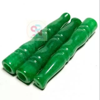 Natural Pipa Rokok Giok / Green Jade asli